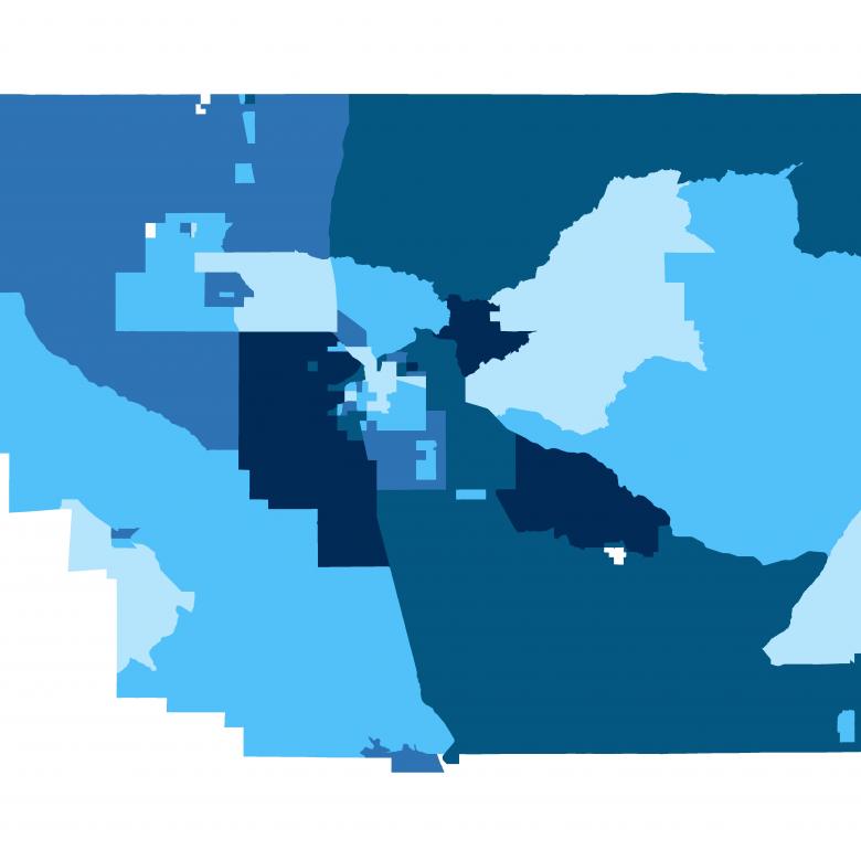 Map showing child opportunity levels in Bakersfield 